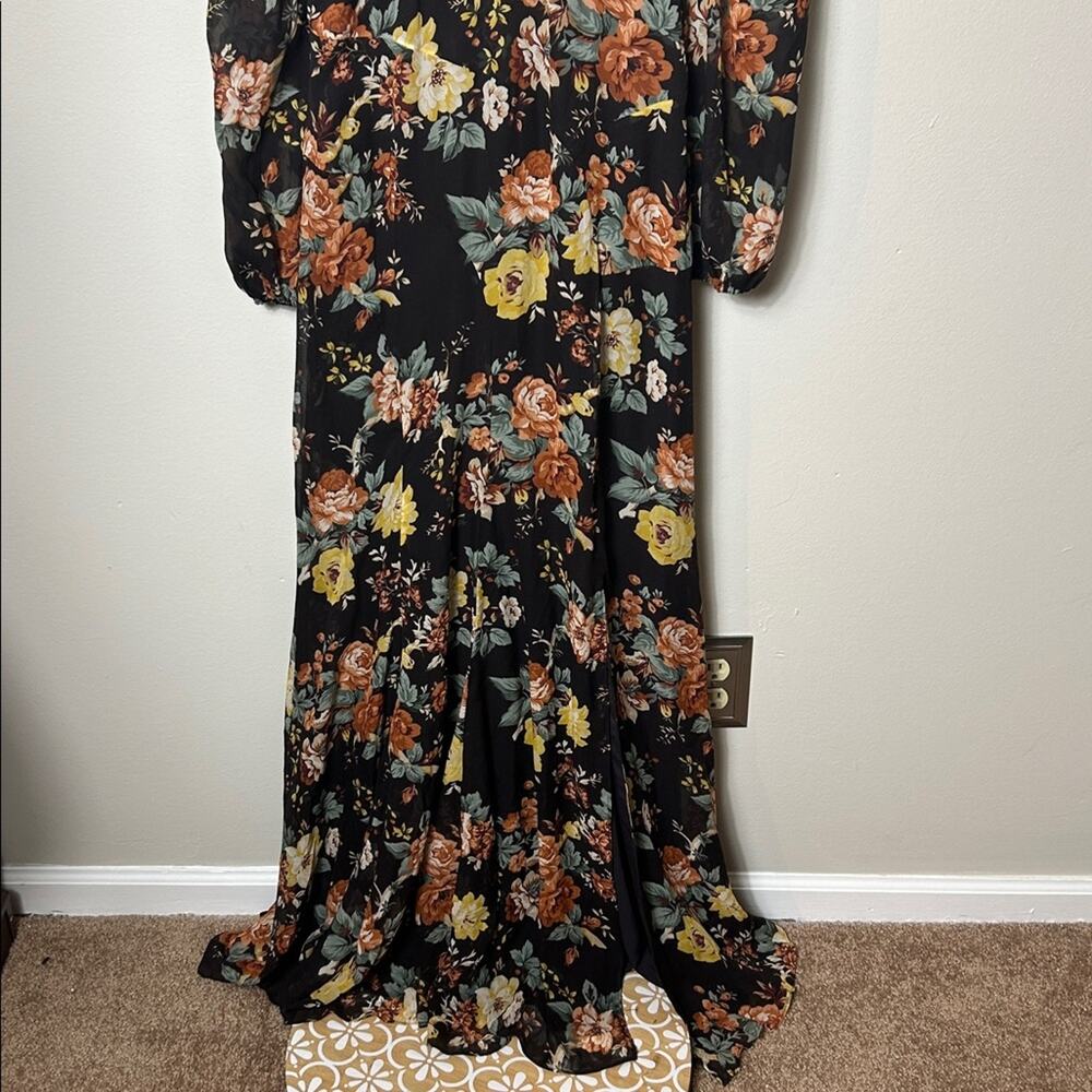 Veronica Beard Avani brown floral silk bias cut maxi dress with slit EUC - Picture 7 of 16